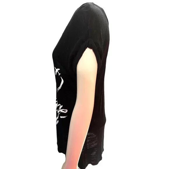 Apt 9 Medium Black Bon Voyage Graphic Tees Slub Knit Pariscore Casual Streetwear - Picture 2 of 9